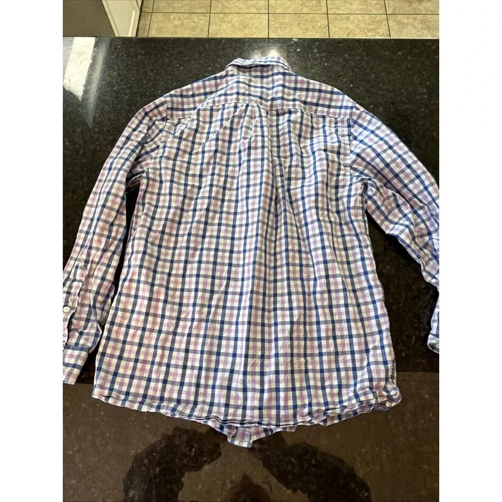 Vineyard Vines Whale Shirt Youth L Sz 16 Purple Check‎ Gingham Button Up Down